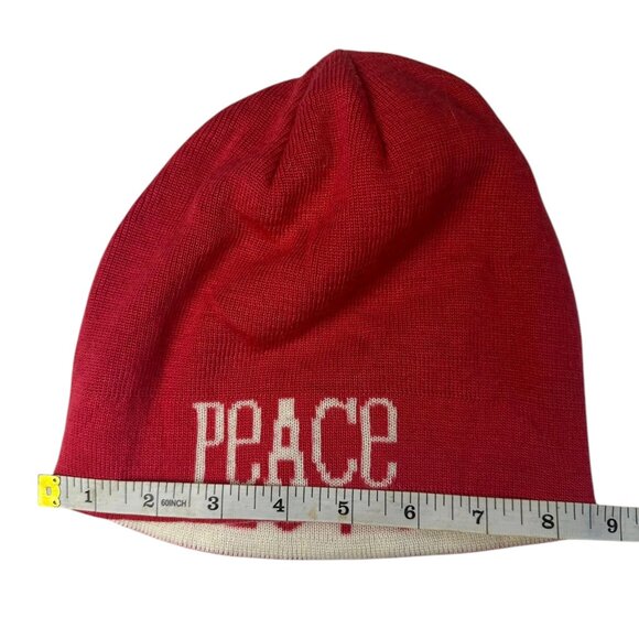 Share Jonathan Adler Peace Love Reversible Pink Winter Beanie One Size - Picture 4 of 9